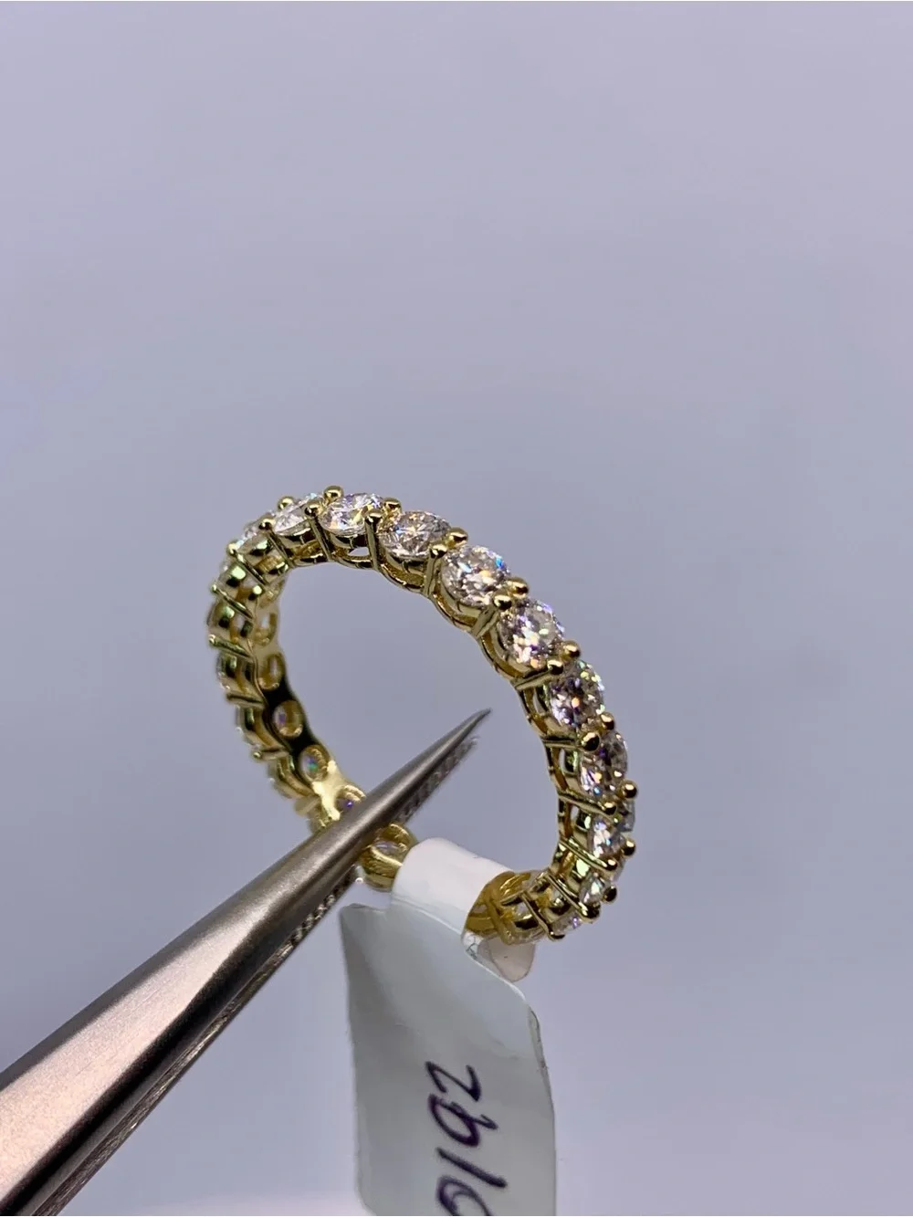 Yellow Gold Moissanite Eternity Band Infinity Anniversary Ring Wedding Band GRA